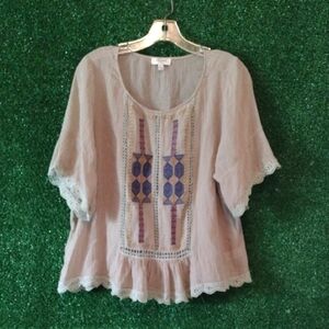 Umgee Women's Beige Embroidered Top